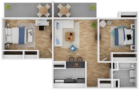 Coronado Springs  3D Floor Plan 2x1 TA 60